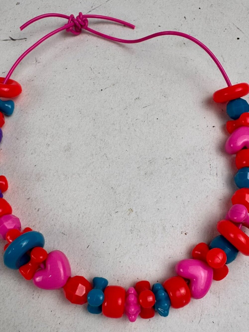 Retro Kids Y2K Chunky Plastic Beaded Choker Necklace Bright Pink Blue Red Purple